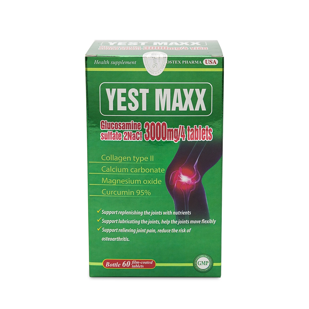Viên xương khớp Glucosamin 3000mg Yest Maxx giảm đau nhức mỏi xương khớp Hộp 60 viên