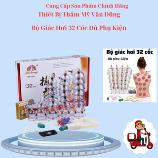 Bộ giác hơi 32 cốc không dùng lửa | bộ giác hơi chân không 32 ly | dùng trong dưỡng sinh spa - tmv