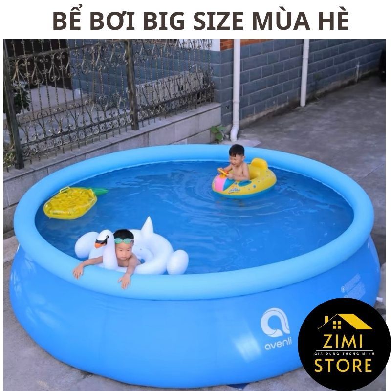 Bể bơi ngoài trời thu gọn Ziha, hồ bơi tròn cỡ lớn , phao bơi gấp gọn tại nhà