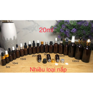 chai 20ml màu nâu đựng serum mỹ phẩm tinh dầu