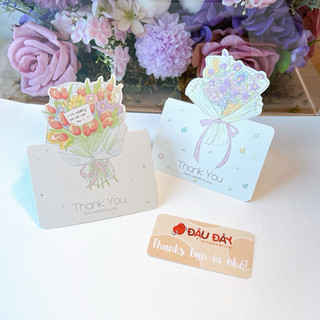 Thiệp quà tặng "Thank you" hình in bông hoa gập đôi