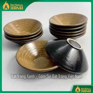 Bát nón, bát uống rượu bát tràng, bát sứ men nâu gốm cỡ nhỏ gốm sứ cao cấp bát tràng