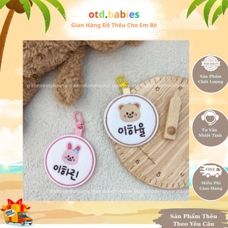 Tag name tròn thêu tên bé chống thất lạc siêu đáng yêu