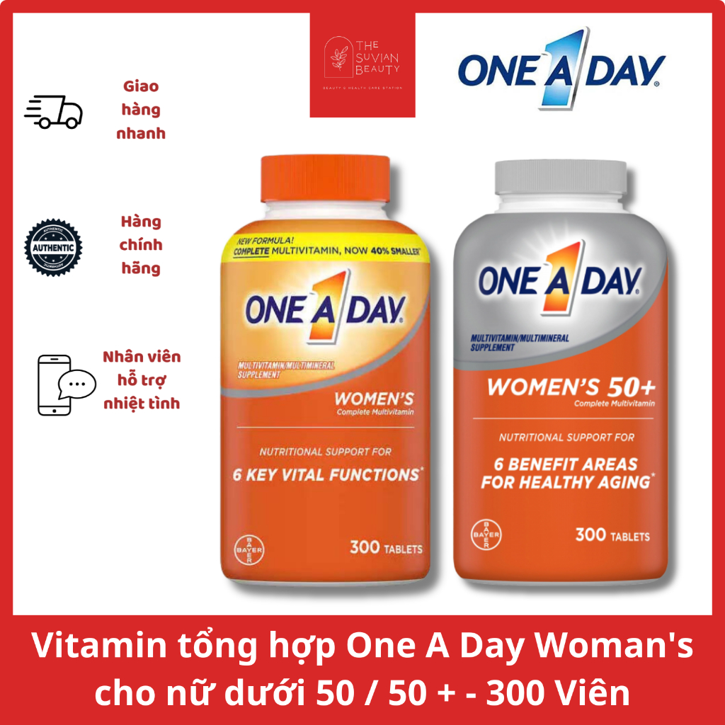 Viên uống Multivitamin One A Day Women cho nữ dưới 50 và trên 50 - 300 viên