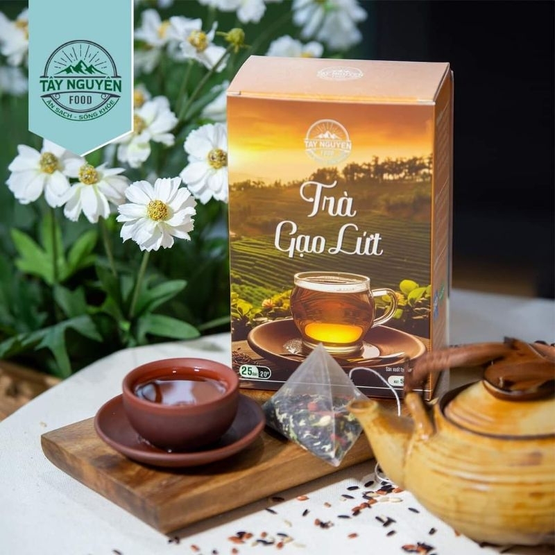 Trà gạo lứt Tây nguyên Food thanh lọc cơ thể, thải độc, mát gan, hỗ trợ giảm cân hộp 500gam( 25 gói x20 gam)