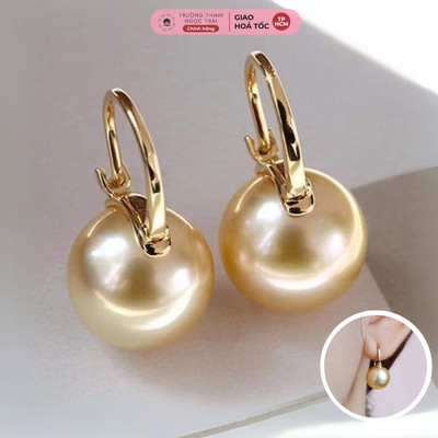 Bông Tai Ngọc Trai Vàng Chốt Bạc 925 Size Hạt 10ly Hoa Tai Sang Trọng - Ngọc Trai Trường Thịnh