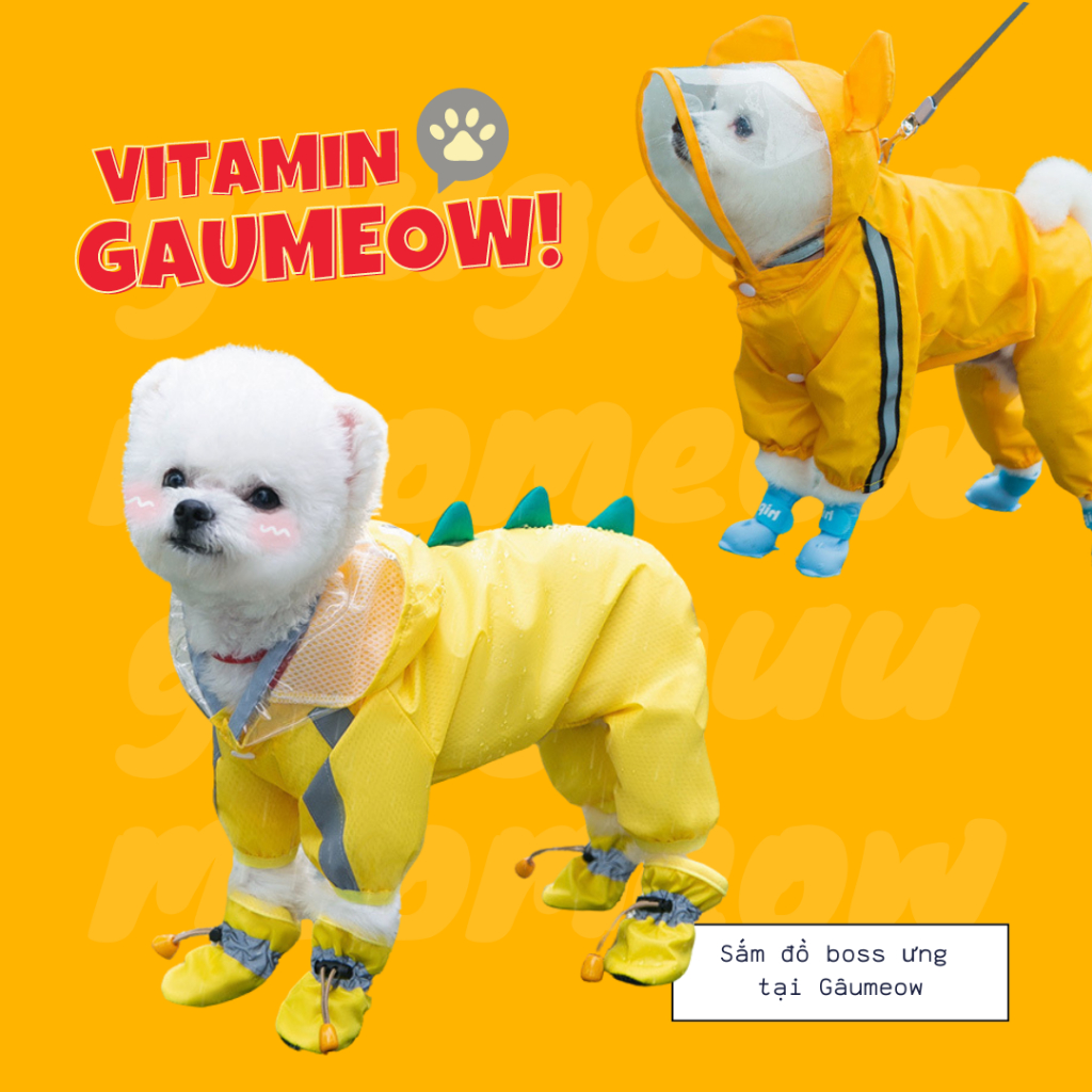 Áo Mưa Cho Chó Mèo - Áo Mưa Liền Quần Cho Thú Cưng - Gâumeow