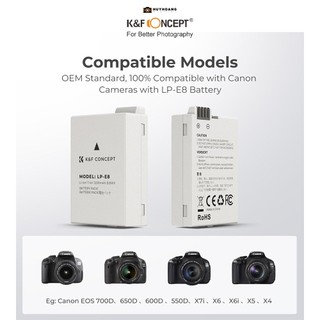 Pin máy ảnh K&F CONCEPT LP-E8 | 2 Pin 1 Sạc KF28.0027