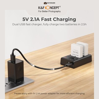 Pin máy ảnh K&F CONCEPT LP-E8 | 2 Pin 1 Sạc KF28.0027
