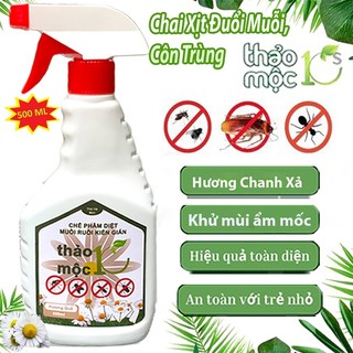 Chai Xịt Đuổi Muỗi Côn Trùng Thảo Mộc 10S 500ml Mùi Hương Dễ Chịu Xuất Xứ Thảo Mộc - Xua Đuổi Muỗi Gián Côn Trùng 