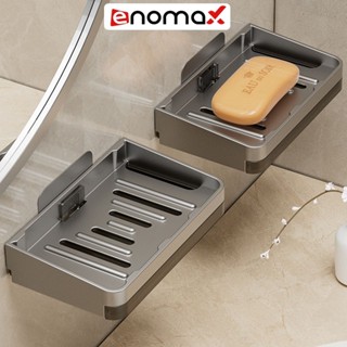Khay đựng xà phòng cục Enomax có đế hứng nước, chịu lực tốt, nhôm hàng không chống gỉ sét, dùng miếng dán.