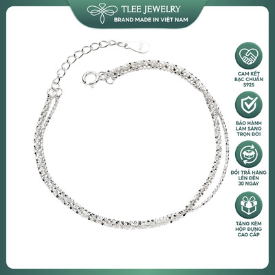 Lắc tay bạc nữ TLEE dây kép xù kim tuyến mix bi nữ tính TLEE JEWELRY LT0213