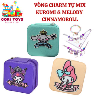 Vòng Charm Pandora Kuromi kèm hộp da nhiều chi tiết xinh xắn cho bé