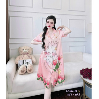 Đầm ngủ sơ mi bigsize Olici váy ngủ lụa latin cao cấp