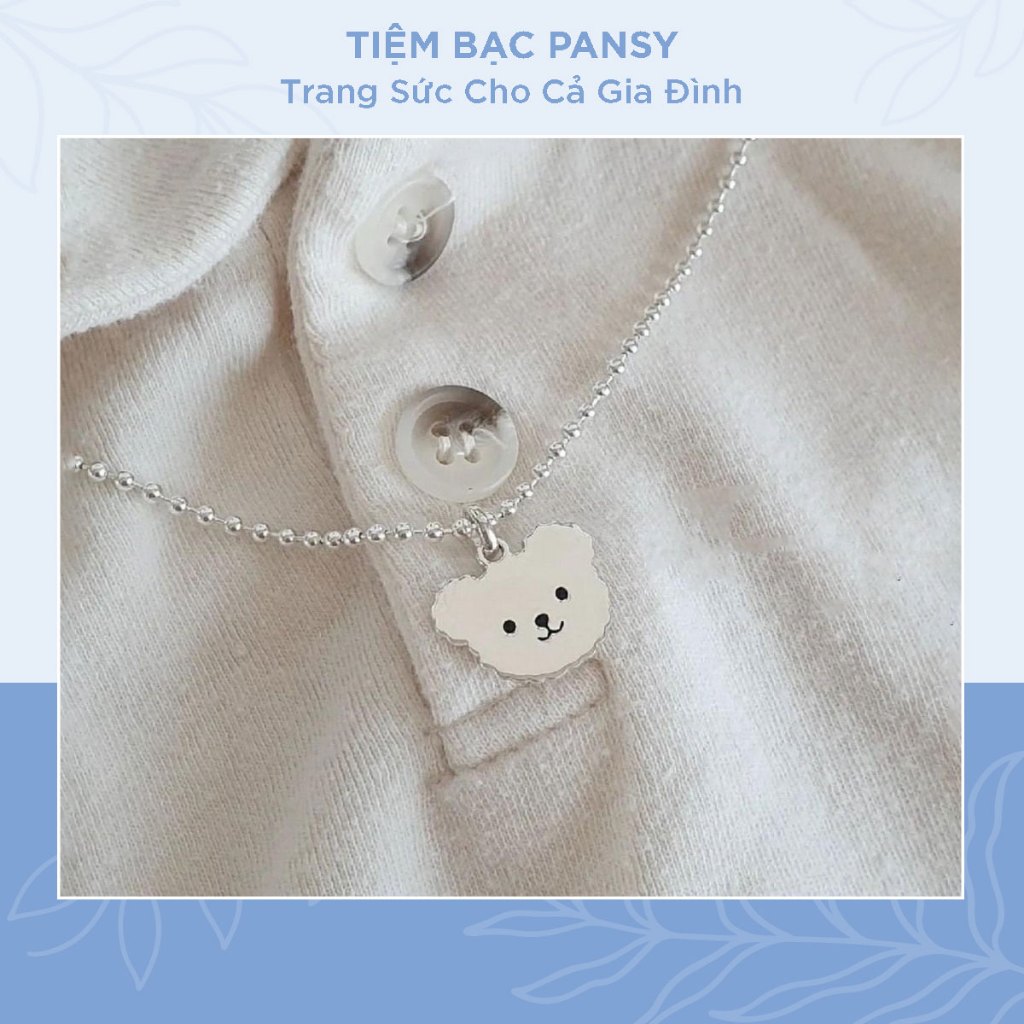 Dây chuyền bạc cho bé hình gấu ngộ nghĩnh phong cách Hàn Quốc - Vòng cổ trẻ em PANSY chất liệu bạc ta thật chuẩn