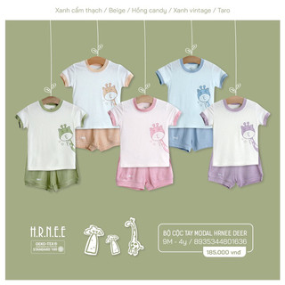 HRNEE Bộ cộc tay Modal cho bé trai bé gái hãng Hrnee