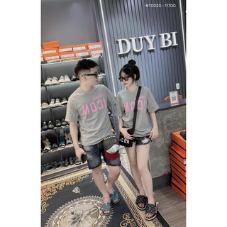 Áo phông xám icon cao su dày cotton