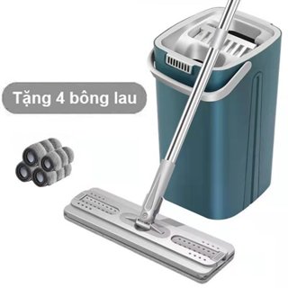Bộ Cây Lau Nhà, Chổi Lau Nhà Tự Vắt 360 Độ Chính Hãng Cao Cấp Tặng Kèm 4 Bông Lau