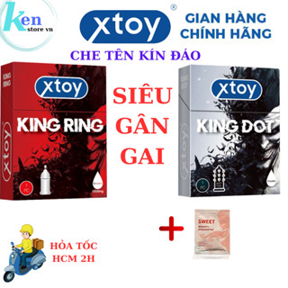  Bao cao su bi XTOY KING DOT 9 bi lớn bcs siêu gân gai nhiều gel bôi trơn hương chocolate CAM KẾT CHE TÊN 