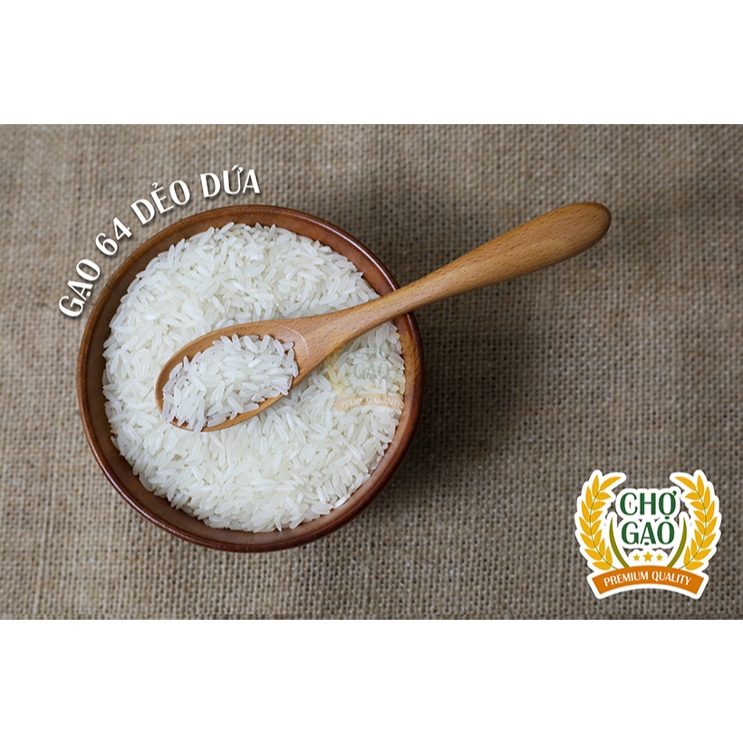Túi 1KG Gạo 64 Dẻo Dứa - Gạo dẻo vừa, mềm cơm, nở xốp - Chợ Gạo Sài Gòn