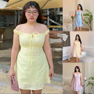 (CÓ BIGSIZE)Đầm trễ vai xốp ôm dáng ngắn B7 /xanh/vàng/Hồng_ORIMI