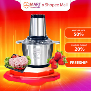 Máy xay thịt cối inox 304 Smart Gadgets 4 lưỡi đa năng công suất 2500w, máy xay mini cầm tay siêu khỏe dễ dàng sử dụng