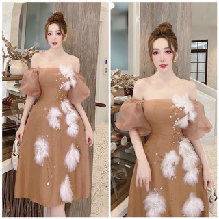 váy tiệc nâu lanlan