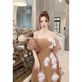 váy tiệc nâu lanlan