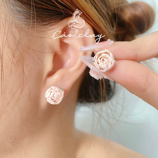 Hoa tai nữ- Khuyên tai đất sét polymer- ROSE