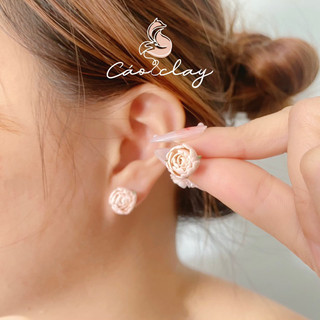 Hoa tai nữ- Khuyên tai đất sét polymer- ROSE