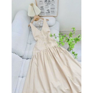 ĐẦM MAXI YẾM XẾP LI NÚT BỌC