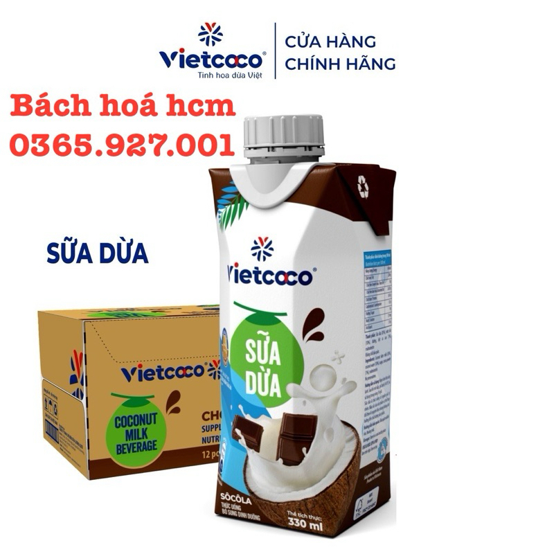 1 Thùng sữa dừa socola Vietcoco (12 hộp x 330ml)
