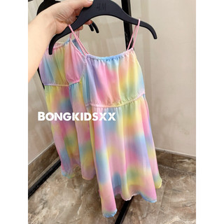 Váy maxi bé gái màu sắc multi hồng ham