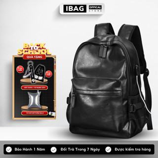 Balo Da IBAG Balô Da Thời Trang Nam Nữ Cặp Da Pu Cao Cấp Ba Lô Da Cặp Đi Học Ulzzang Balo Đựng Laptop 15.6 Inh