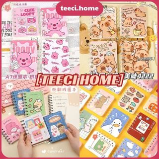 Sổ Tay Vở Ghi Chú Gáy Lò Xo In Hình Cute A7 80 Trang TEECI D142