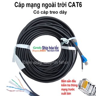 25m/30m/35m/40m Cáp mạng ngoài trời DELTALINK chuẩn Cat6 lõi lớn 23AWG bấm sẵn đầu kết nối có dây thép gia cường