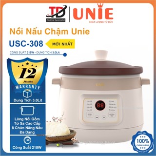 Nồi Nấu Chậm Unie USC308, Lòng Gốm Tử Sa 3.0Lit Cao Cấp, Giữ Chọn Hương Vị Dinh Dưỡng, Hàng Chính Hãng