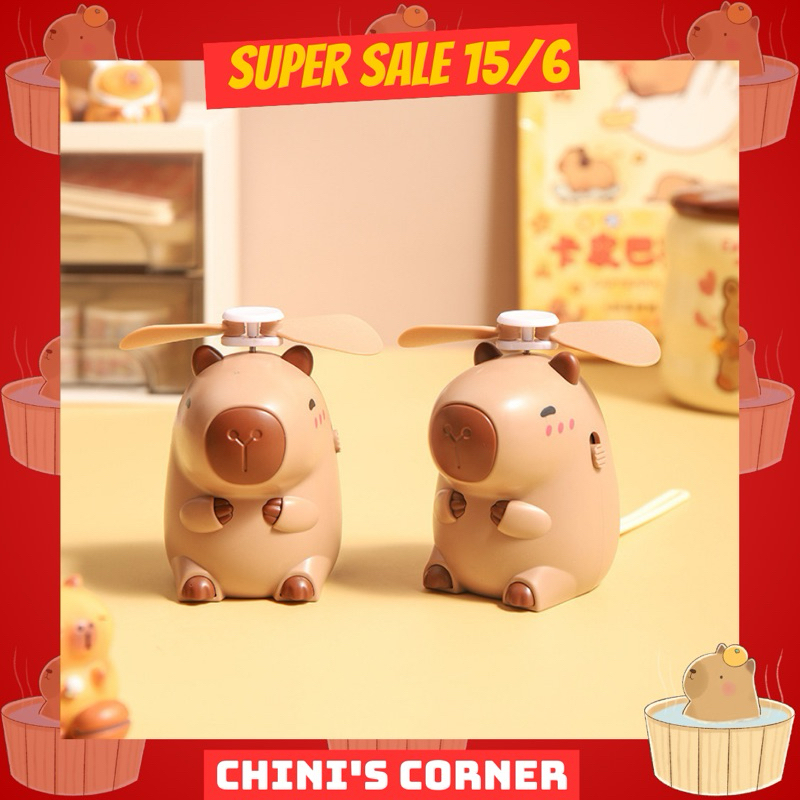 Quạt mini cầm tay Capybara tích hợp sạc USB
