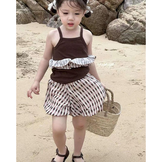 𝒀𝑰𝒀𝑨𝒀𝑨 𝑲𝑰𝑫𝑺 (Y1260) - Set 2 món áo dây caro kèm quần bom