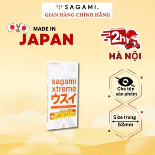 Bao cao su siêu mỏng kéo dài thời gian Sagami Xtreme Super Thin - Hộp 2 chiếc - siêu mỏng, chính hãng Nhật Bản