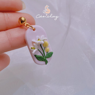 Khuyên tai nữ hoa ly trắng- bông tai nữ