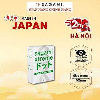 Bao cao su gân gai nhỏ cao cấp Sagami Xtreme White - Hộp 3 chiếc - gân gai nổi, siêu mềm dẻo, hàng cao cấp Nhật Bản