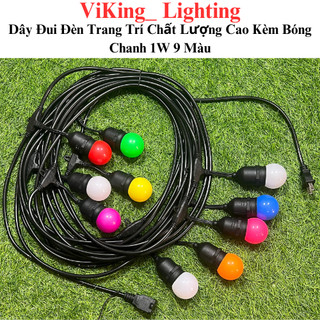 Dây Đui đèn trang trí ngoài trời bóng chanh 1W Mix 9 màu kèm dây 5m 10 đui 10m 20 đui 15m 24 đui quán cà phê, homestay