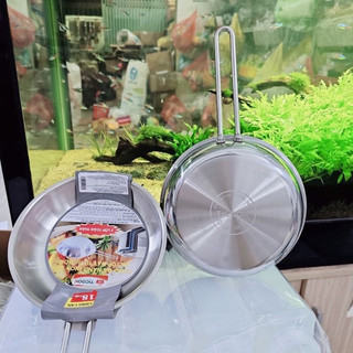 Chảo inox 304 3 lớp đáy từ tay cầm gọng Ticook 16cm