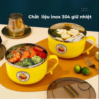 Ca đựng mì, đựng cháo hình vịt vàng 15cm inox 304 chống nóng
