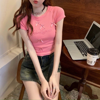 ÁO CROPTOP NƠ THÊU CHỮ