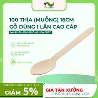 (Túi 100 cái)Thìa Gỗ, Muỗng Gỗ Dài Dùng 1 Lần Chất Lượng Cao An Toàn Cho Môi Trường