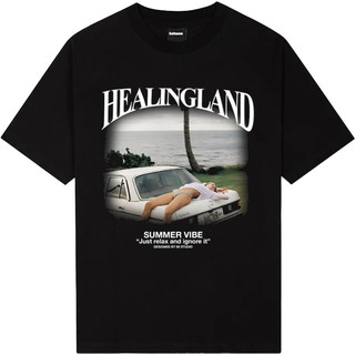 Áo thun tay lỡ HEALINGLAND basic form rộng nam nữ unisex chất cotton cao cấp ĐL 250gsm