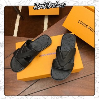  Dép Da Nam Louis Vuitton Oasis Mule Black Calfskin Dép Lê Nam LV Hot Trend Hàng Trung 11 Full Box 