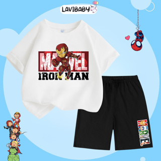 Đồ bộ bé trai Lavibaby quần áo cho bé trai Marvel Ironman chất thun cotton Mềm mịn Thoáng mát